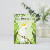 White Cockatoon Indonesia Vintage Travel Poster Postkarte (Stehend Vorderseite)