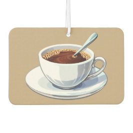 White coffee cup on a saucer filled with coffee autolufterfrischer
