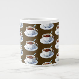 White coffee cup on a saucer filled with coffee Jumbo-Tasse