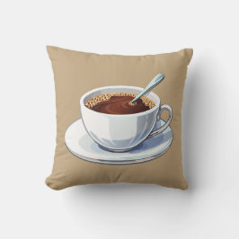 White coffee cup on a saucer filled with coffee kissen