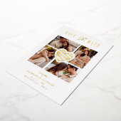 White Collage Wedding Golden Heart 4 Photos Real  Folieneinladung (Gedreht)