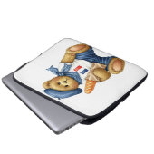 White Collection Teddy mit der französischen Flagg Laptopschutzhülle (Vorne Knopf)