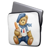 White Collection Teddy mit der französischen Flagg Laptopschutzhülle (Vorderseite Links)