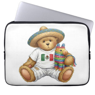 White Collection Teddy mit mexikanischer Flagge vo Laptopschutzhülle