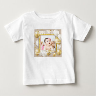White Color Baby Fine Jersey Geburtstagsbild T-shirt