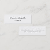 White Color Script Chic Trendy Business Card Mini Visitenkarte (Vorne/Hinten)
