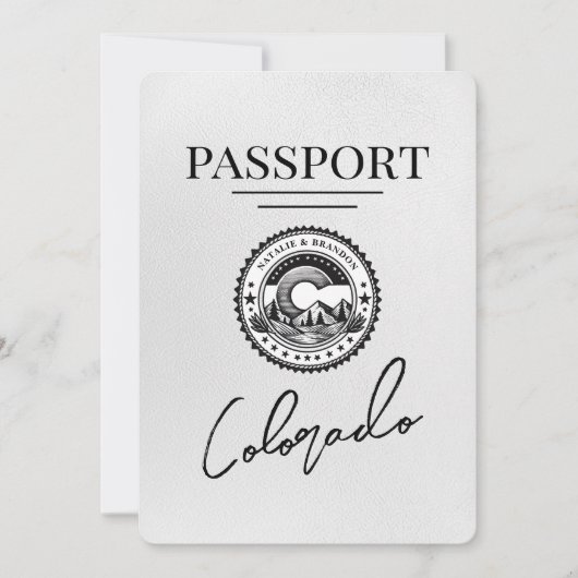 White Colorado Passport Save the Date (Vorderseite)
