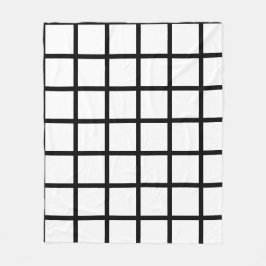 White colored square pattern and black borders fleecedecke