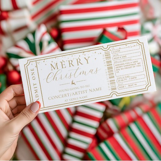 White Concert Ticket Gift Voucher Card Einladung