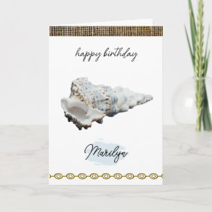 White Conch Seashell mit Name Birthday Card Karte