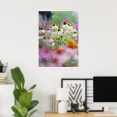 White Coneflowers Echinacea White Swan Poster (Heimbüro)
