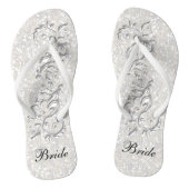 White Confetti Glitzer & White Metallic | Braut Badesandalen (Fußbett)