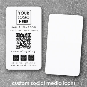 White Connect mit dem QR-Logo der US Social Media Visitenkarte