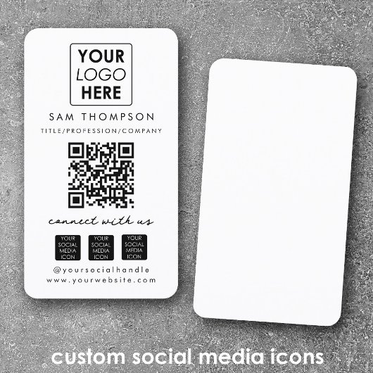 White Connect mit dem QR-Logo der US Social Media Visitenkarte