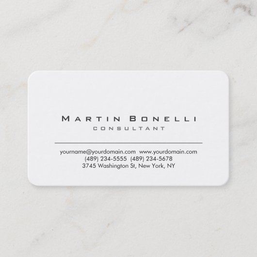 White Consultant-Visitenkarte mit abgerundeter Eck Visitenkarte (Vorderseite)