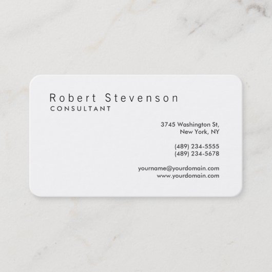 White Consultant-Visitenkarte mit abgerundeter Eck Visitenkarte (Vorderseite)