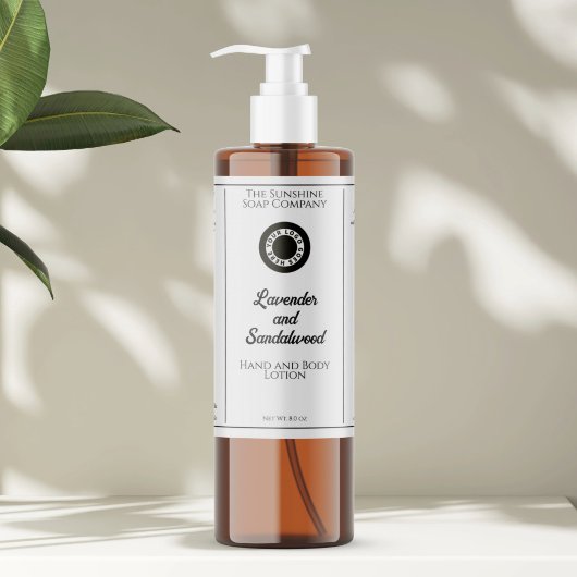 White cosmetics bottle label with logo schaumweinetikett