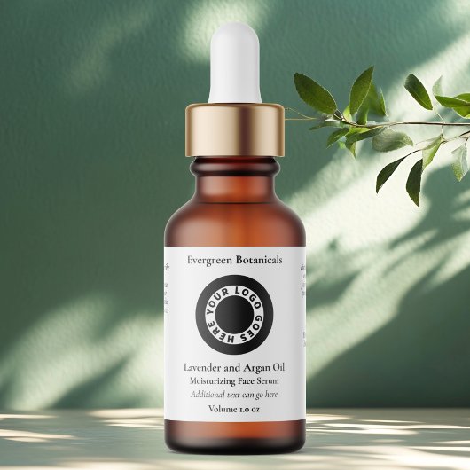 White cosmetics dropper bottle label with logo adressaufkleber