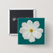 White Cosmos-Blume Button (Vorne & Hinten)