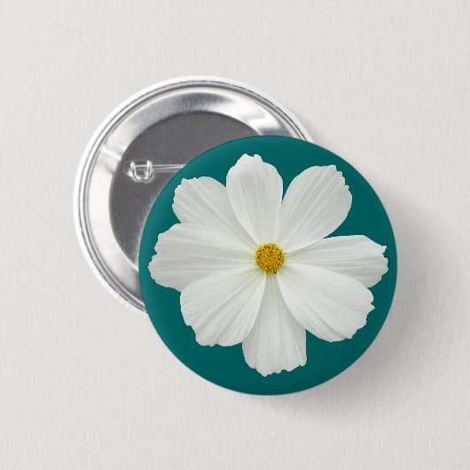 White Cosmos-Blume Button (Vorne & Hinten)