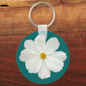 White Cosmos-Blume Schlüsselanhänger (Vorderseite)