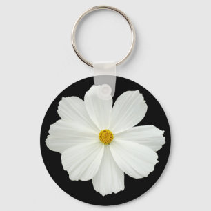 White Cosmos-Blume Schlüsselanhänger