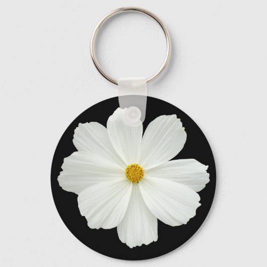 White Cosmos-Blume Schlüsselanhänger (Vorderseite)