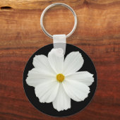 White Cosmos-Blume Schlüsselanhänger (Vorderseite)