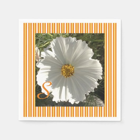 White Cosmos-Blume Serviette (Vorderseite)