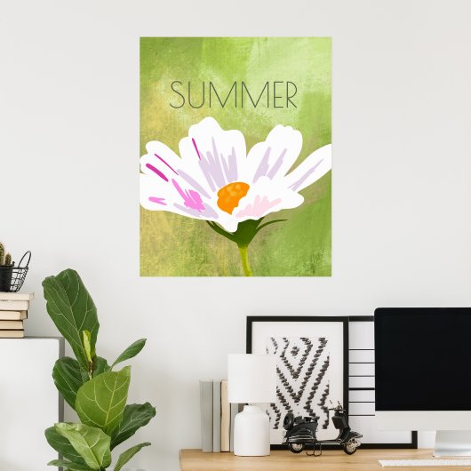 White Cosmos Blume Summer Poster (Heimbüro)