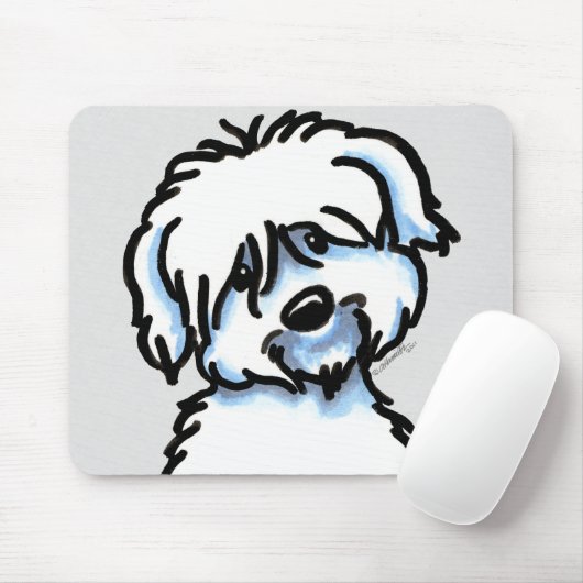 White Coton de Tulear Face Mousepad (Mit Mouse)
