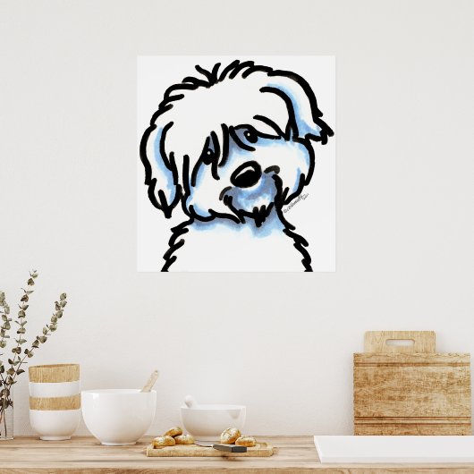 White Coton de Tulear Face Poster (Küche)