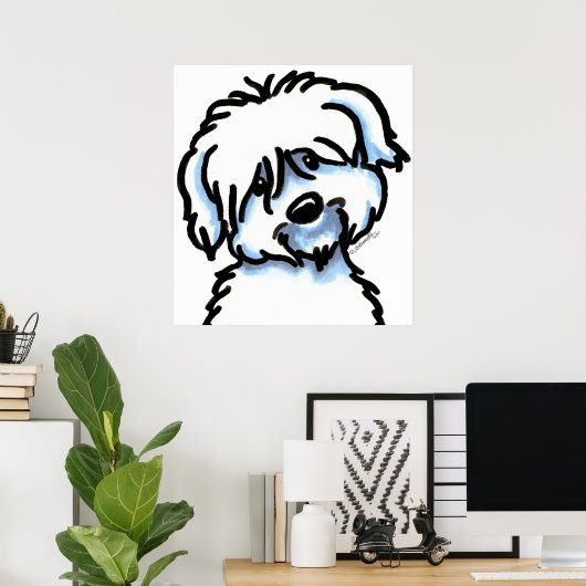 White Coton de Tulear Face Poster (Heimbüro)