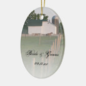 White Country Barn Wedding Keramikornament (Links)