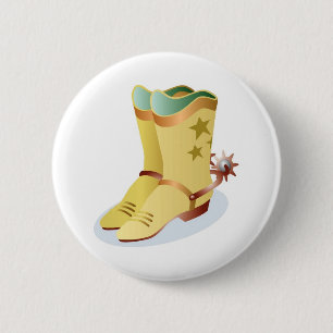 White Cowboy Boots mit Riding Spurs Button