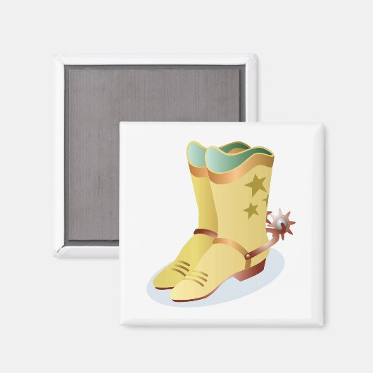 White Cowboy Boots mit Riding Spurs Magnet (Vorderseite/Rückseite)