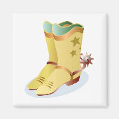 White Cowboy Boots mit Riding Spurs Magnet (Vorne)