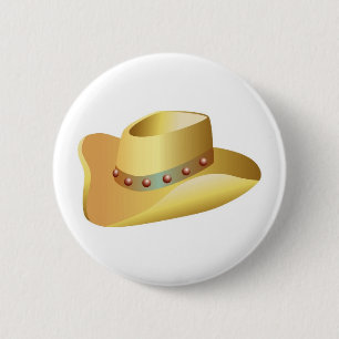 White Cowboy Hat Button