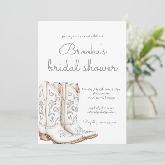 White Cowgirl Western Brautparty Einladung (Stehend Vorderseite)