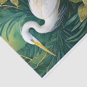 White Crane Botanical Design, Elegant Tropical Seidenpapier (Ausschnitt)