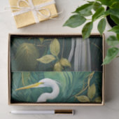 White Crane Botanical Design, Elegant Tropical Seidenpapier (Geschenk)