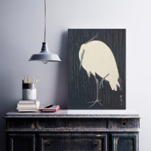 White Crane in Rain - Japanisches Poster der bilde