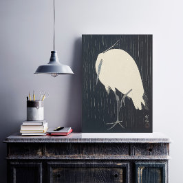 White Crane in Rain - Japanisches Poster der bilde
