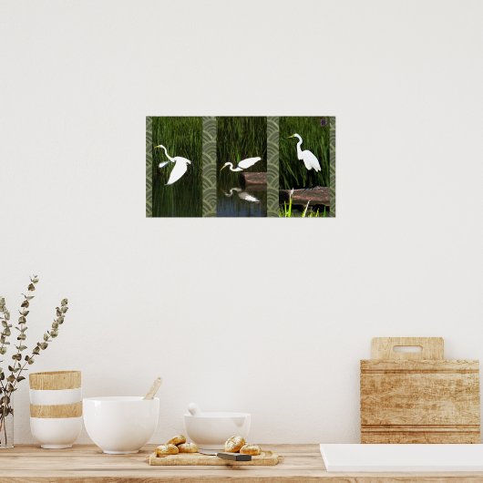 White Crane Triptych (Egret) Poster (Küche)