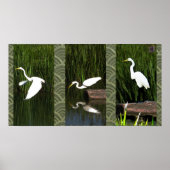 White Crane Triptych (Egret) Poster (Vorne)