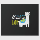 White Crazy Alpaca Llama Lady Geschenkpapier (Flach)