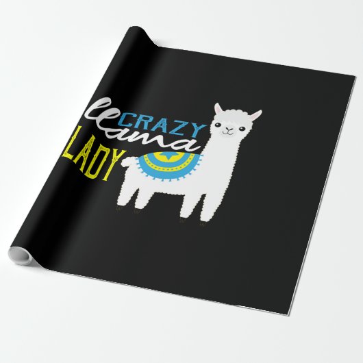 White Crazy Alpaca Llama Lady Geschenkpapier (Ungerollt)