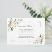 White Cream Blume Gold Hochzeitsunterkünfte Begleitkarte (Stehend Vorderseite)