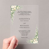 White Cream Florals Both Parents Names Wedding Acryleinladungen (Insitu (Handheld))