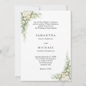 White Cream Florals Both Parents Names Wedding Einladung (Vorderseite)